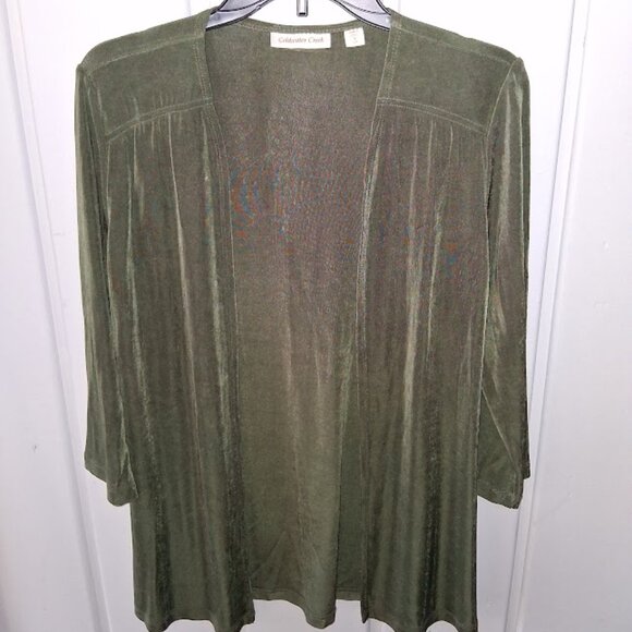Coldwater Creek Women's Open Front Olive Green Travel Knit Jacket Sz S - Picture 1 of 7